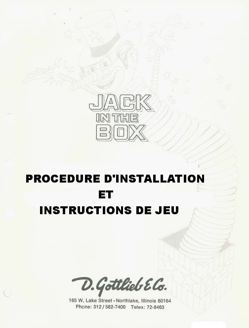 Manuel instruction JACK IN THE BOX  1973 FR